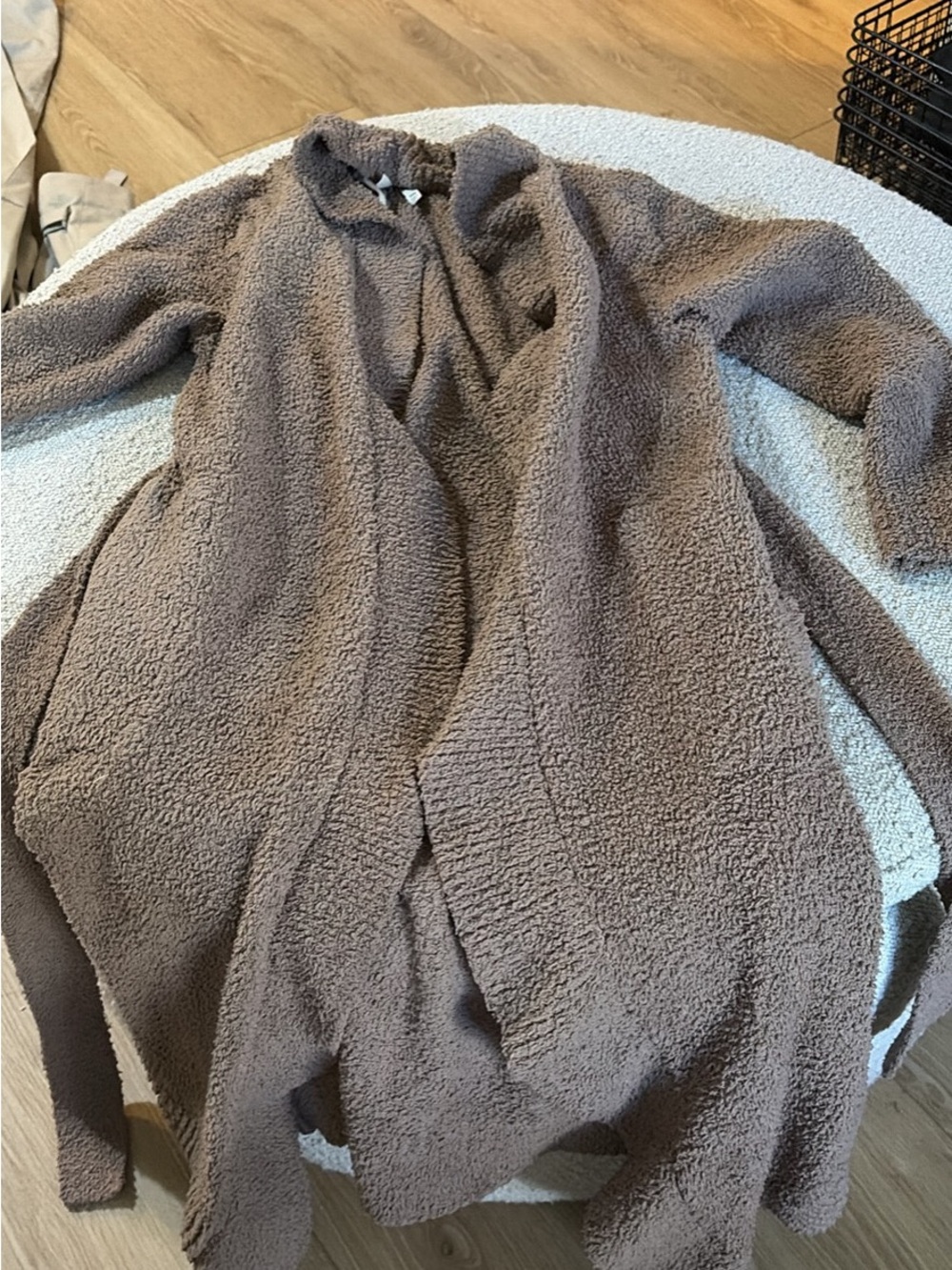 Aritzia Teddy Open-Front Coat in Taupe